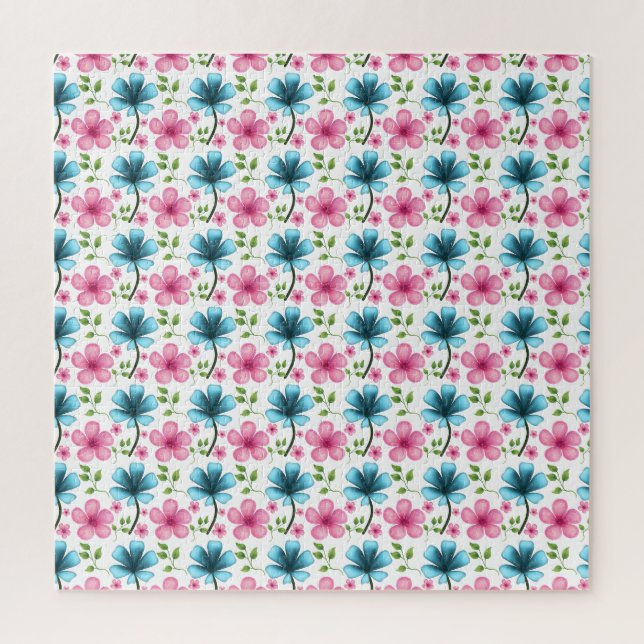 Blue and pink floral pattern  jigsaw puzzle (Vertical)