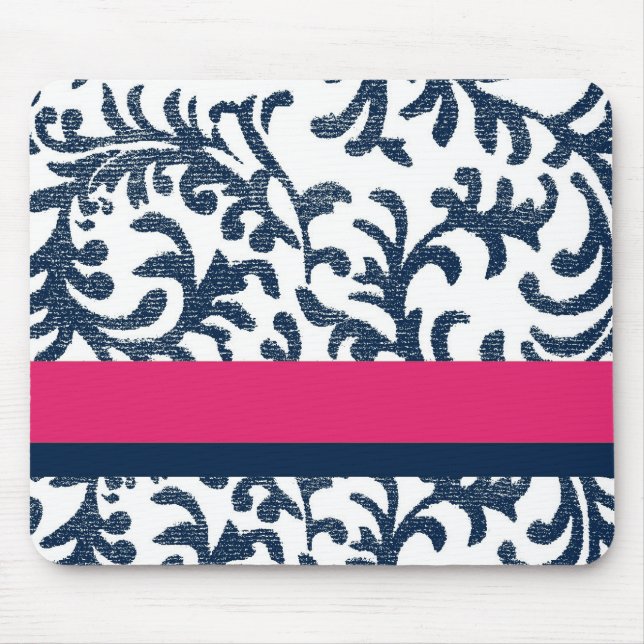 Blue and Pink Floral Pattern Mouse Pad (Front)