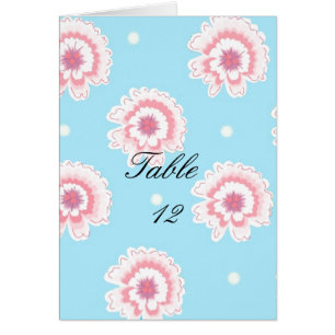 Blue and Pink Floral Table Seating Card