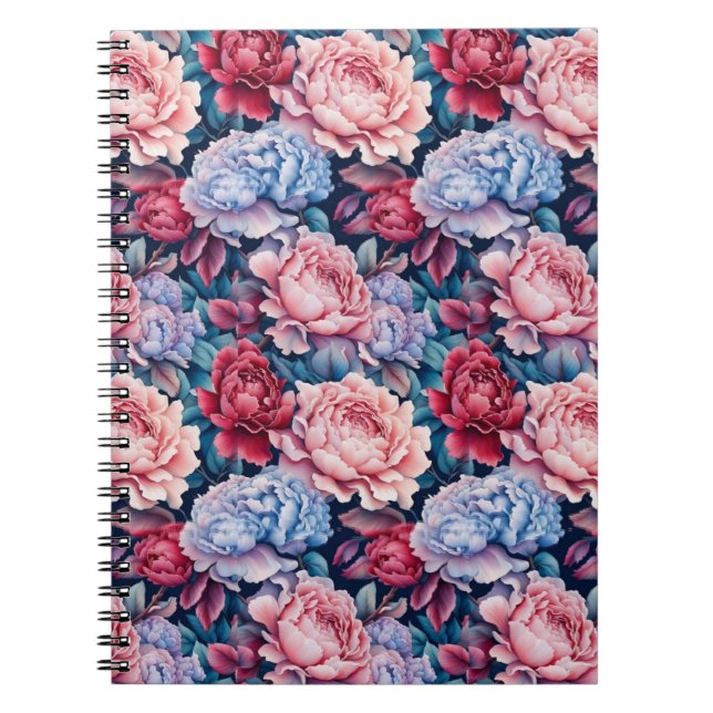 Blue and Pink Flowers Notebook (Front)