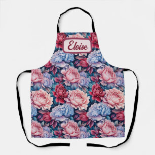Blue and Pink Flowers Personalised Apron