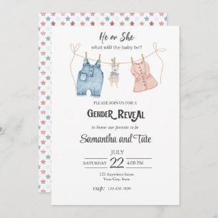 Blue and Pink Gender Reveal Invitation