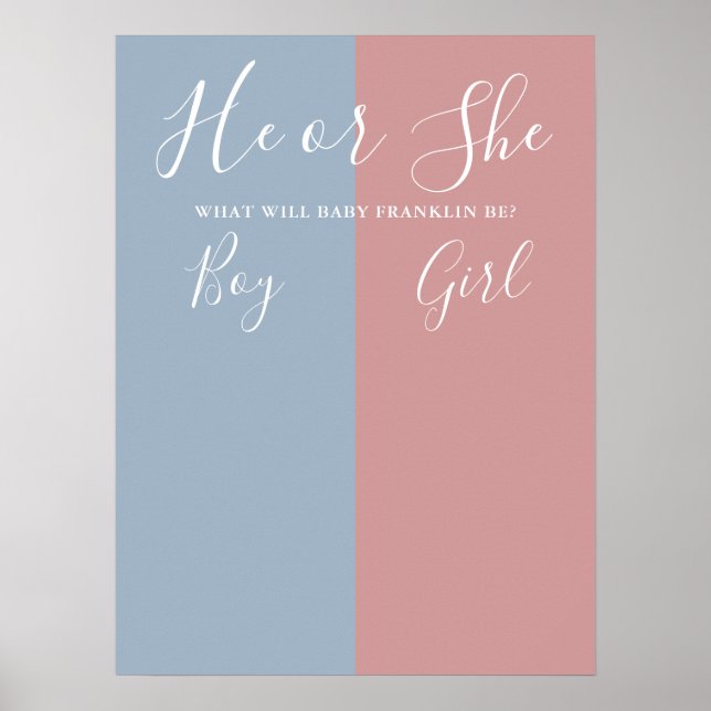 Blue And Pink Gender Reveal Voting Sign (Front)