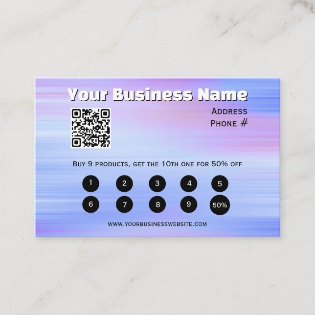 Blue and Pink Generic Rewards  Business Card (Front)