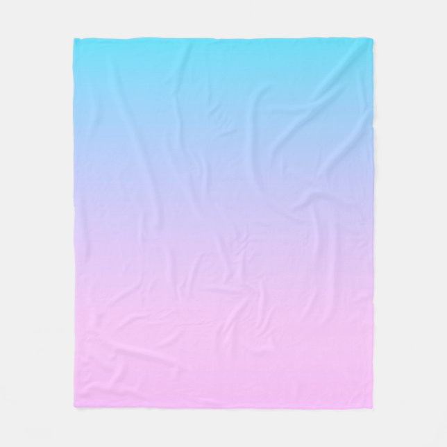 Blue and pink gradient background fleece blanket (Front)