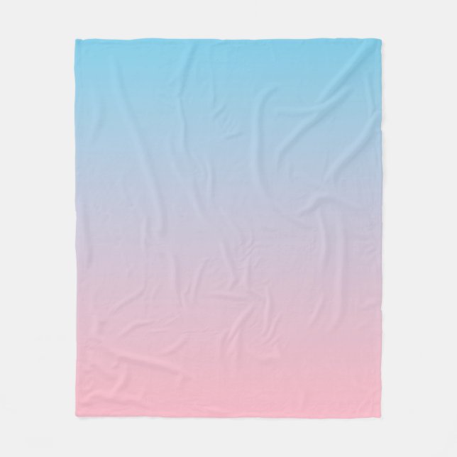 Blue and pink gradient fleece blanket (Front)