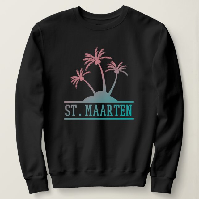 Blue and Pink Gradient St Maarten | Sint Martin Sweatshirt (Design Front)