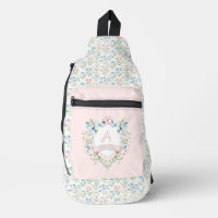Blue and Pink Grandmillennial Ribbon Crest  Baby 