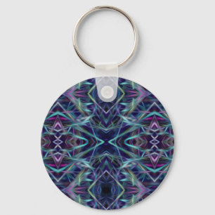 Blue and Pink Graphic Abstract Key Ring