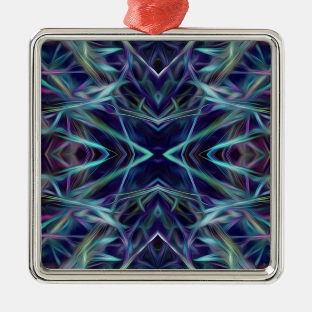 Blue and Pink Graphic Abstract Metal Tree Decoration (Front)
