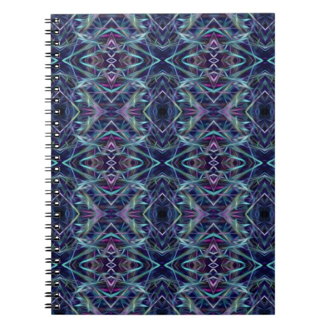 Blue and Pink Graphic Abstract Spiral Notebook (Front)