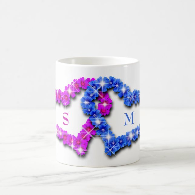 Blue And Pink Hearts Coffee Mug (Center)