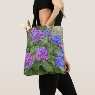 Blue and Pink Hydrangea Blooms Floral Tote Bag