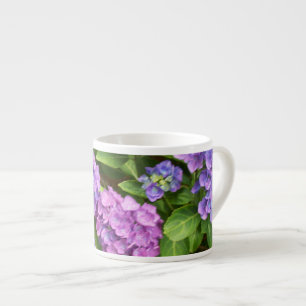 Blue and Pink Hydrangea Espresso Mug