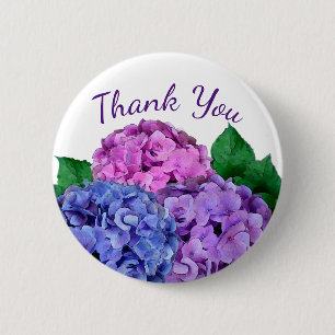 Blue and Pink Hydrangea Flowers Personalised 6 Cm Round Badge