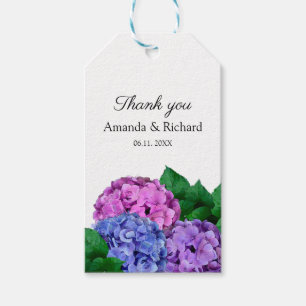 Blue And Pink Hydrangea Flowers Wedding Gift Tags