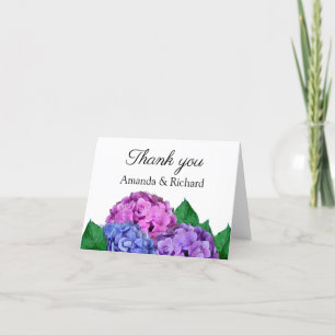 Blue And Pink Hydrangea Flowers Wedding Thank You