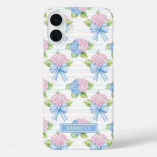 Blue and Pink Hydrangeas iPhone 16 Plus Case