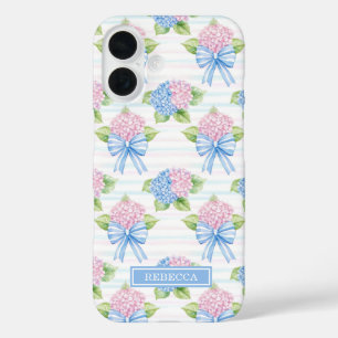 Blue and Pink Hydrangeas iPhone 16 Case
