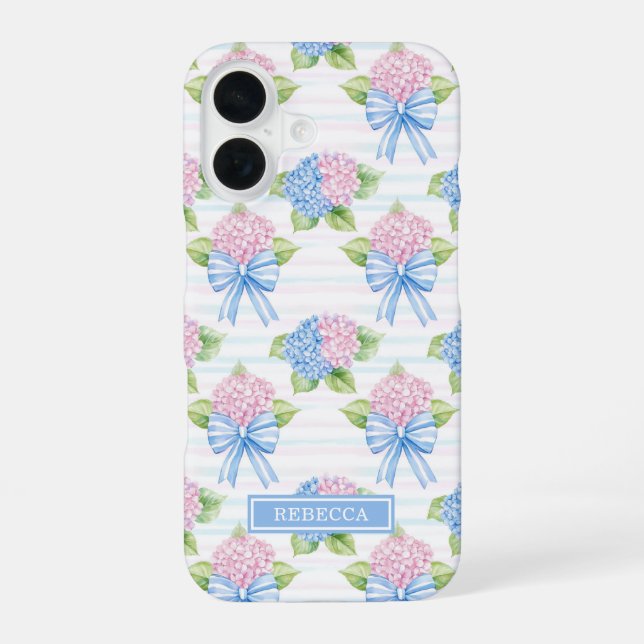 Blue and Pink Hydrangeas  iPhone 16 Case (Back)