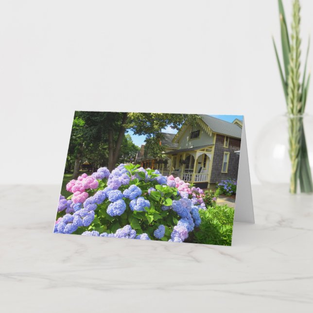 Blue and Pink Hydrangeas - Martha's Vineyard Card (Front)