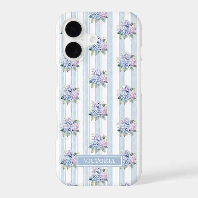Blue and Pink Hydrangeas Monogrammed (Back)