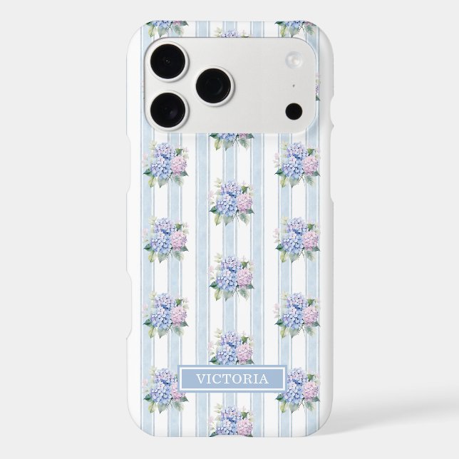 Blue and Pink Hydrangeas Monogrammed (Back)