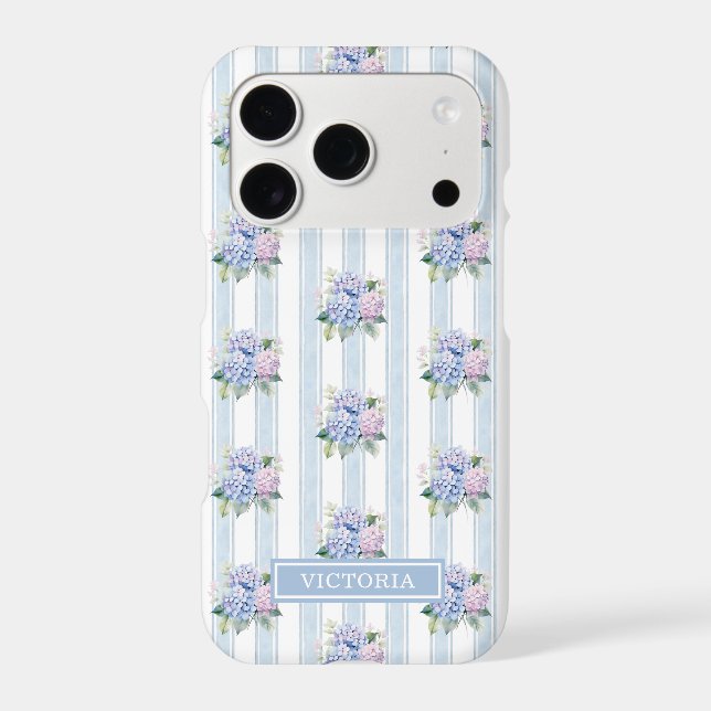 Blue and Pink Hydrangeas Monogrammed (Back)