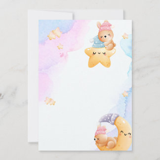 Blue And Pink Illustrative Watercolor Gradient Mod Invitation