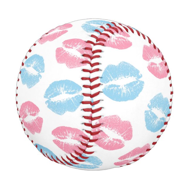 Blue and Pink Lips Pattern, Lipstick, Kiss Baseball (Angled)