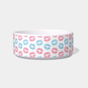 Blue and Pink Lips Pattern, Lipstick, Kiss Bowl
