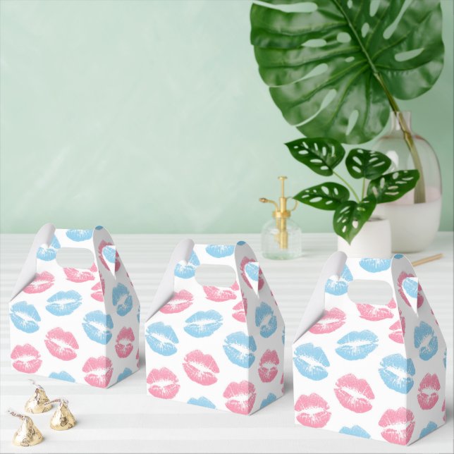 Blue and Pink Lips Pattern, Lipstick, Kiss Favour Box (Multiple)