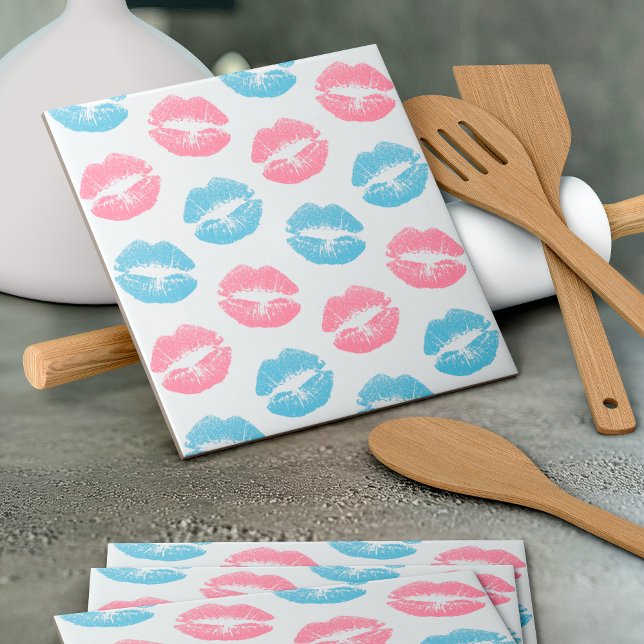 Blue and Pink Lips Pattern, Lipstick, Kiss Tile (Creator Uploaded)