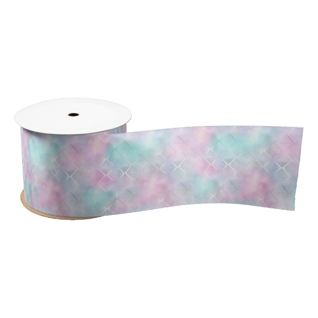 Blue and Pink Marble Look Watercolors Satin Ribbon (Spool)