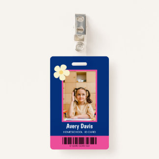 Blue and Pink Minimalist homeschool ID card ID Badge