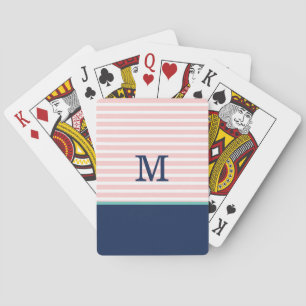 Blue and Pink Monogram Playing Cards