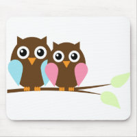 Blue and Pink Owls Couple
