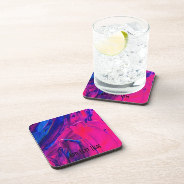 Blue and Pink Paint Strokes Coaster (Right Side)