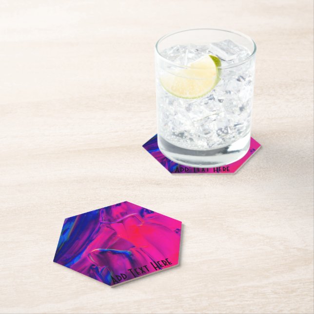 Blue and Pink Paint strokes Paper Coaster (Insitu)