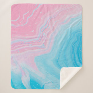 BLUE AND PINK PAINTING SHERPA BLANKET