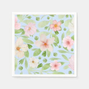 Blue and pink pastel floral pattern napkin