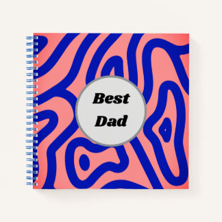 Blue and pink pattern on a pink background notebook