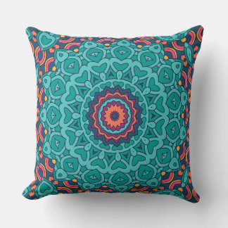 Blue and pink persian style seamless pattern cushion