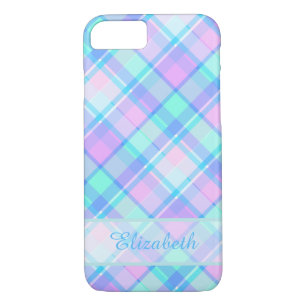 Blue and Pink Plaid Pattern Personalised Case-Mate iPhone Case