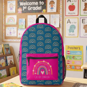 Blue and pink rainbow kids  printed backpack