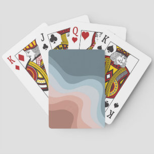 Blue and pink retro style waves playing cards