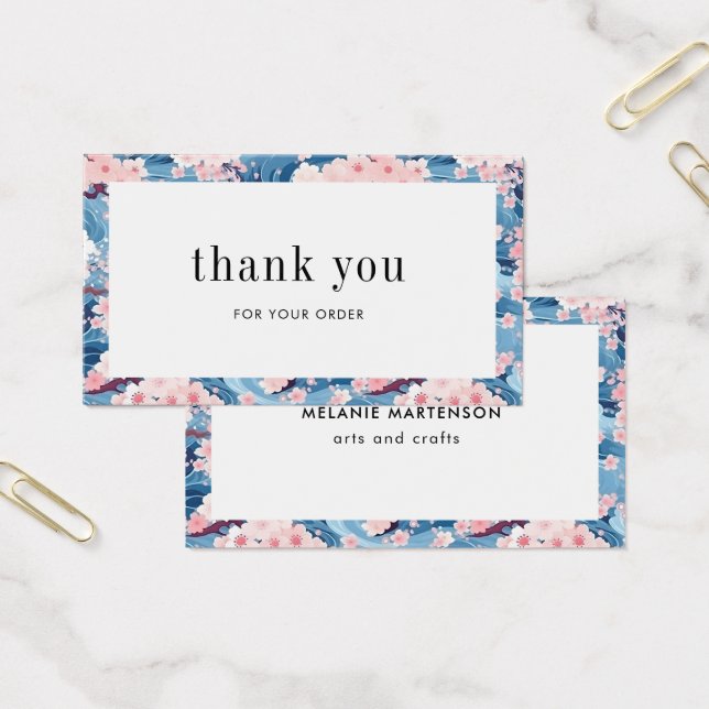Blue And Pink Sakura Floral Order Thank You Card (Office)