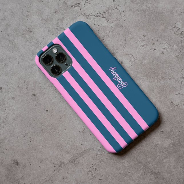 Blue and Pink  Stripes Pattern Personalised  Case-Mate iPhone Case (Creator Uploaded)