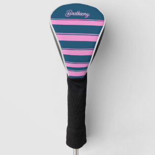 Blue and Pink  Stripes Pattern Personalised  Golf Head Cover
