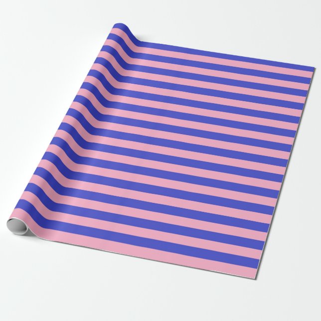 Blue and Pink Stripes Wrapping Paper (Unrolled)